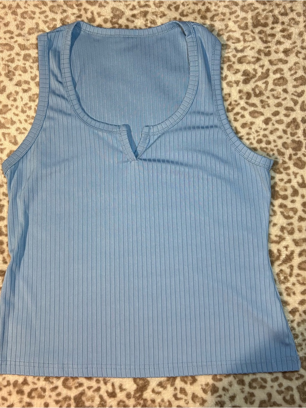 SHEIN Light Blue Ribbed Tank Top